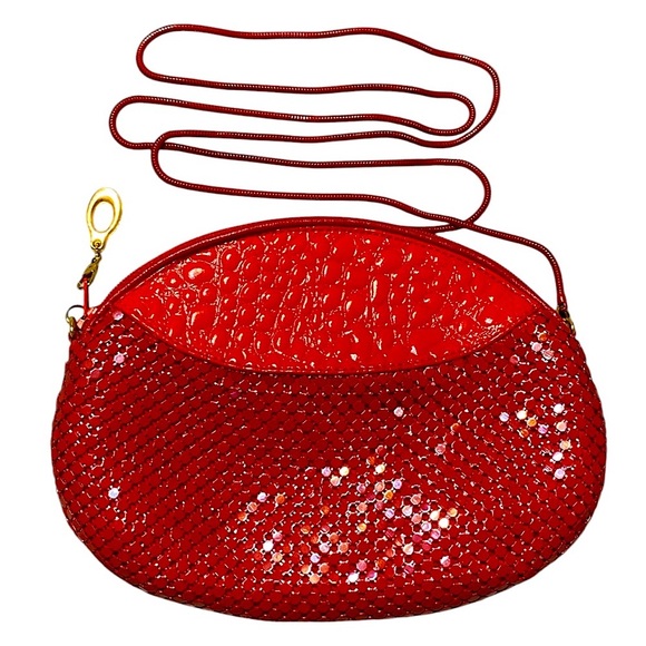 Vintage 70s Exotic Red Mesh Evening Bag - Picture 2 of 9